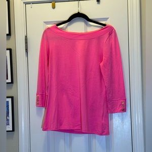 LILLY PULITZER Waverly 3/4 Sleeve Top With Keyhole and Gold Buttons EUC Size S